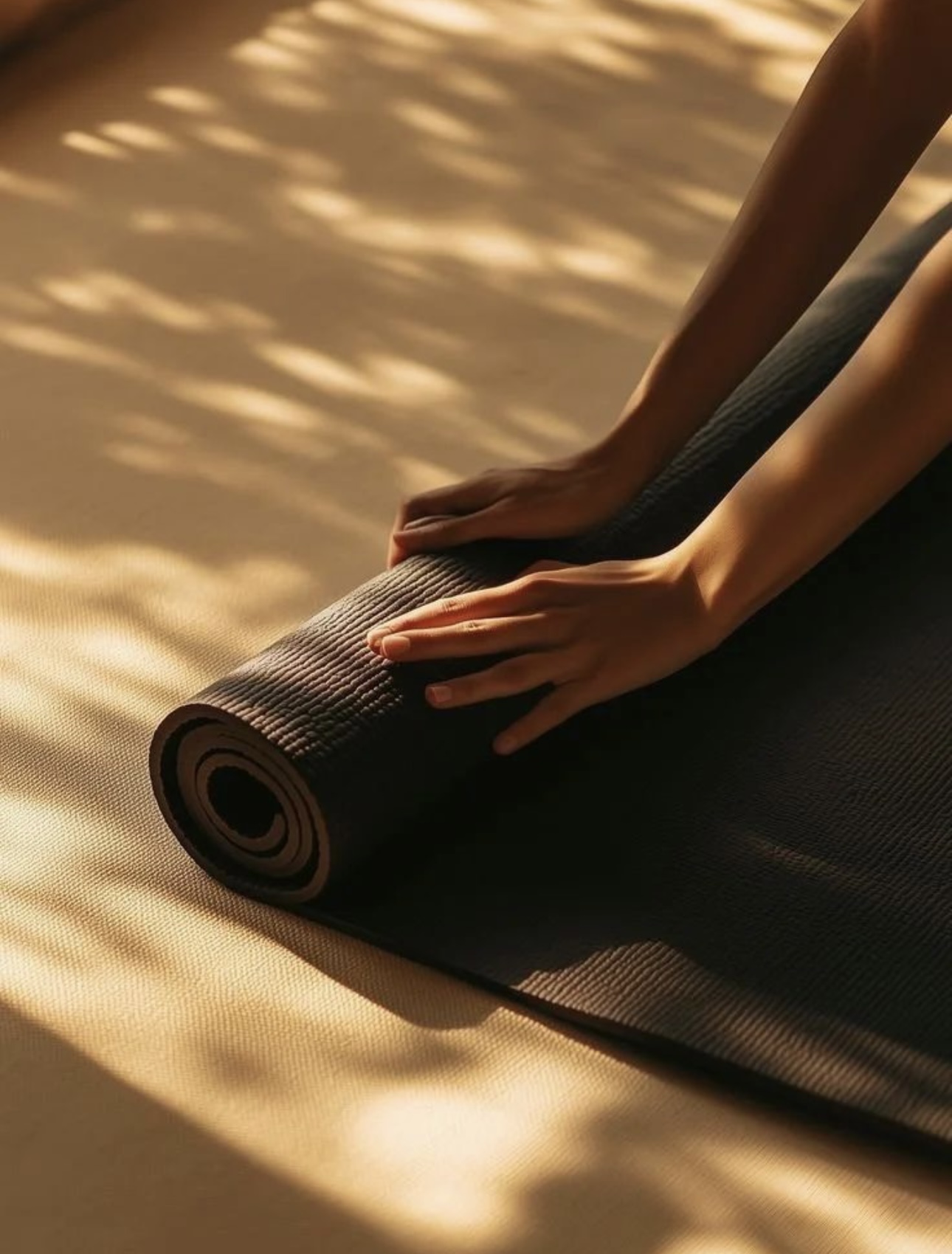 Preparazione del tappetino per una pratica di yoga